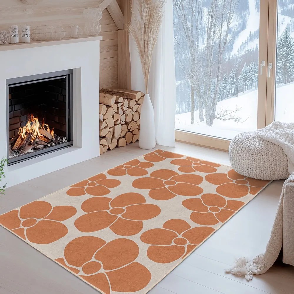 Oranžový prateľný behúň 80x200 cm Orange Meadow – Mila Home