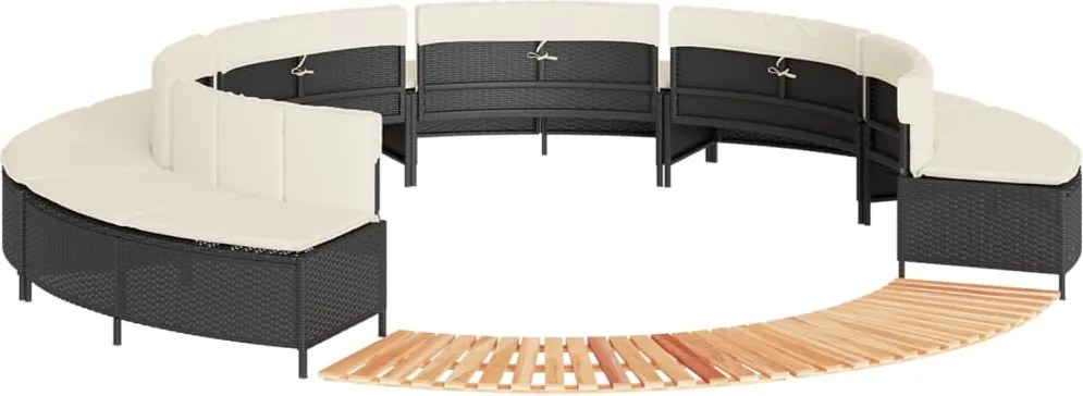 vidaXL Rám k vírivke, čierny, polyratan a akáciový masív