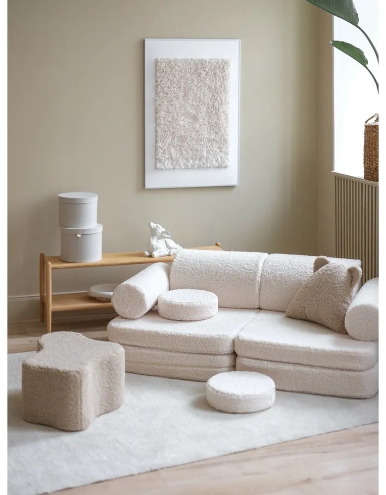 Krémová detská pohovka z textílie buklé 132 cm Settee – Wigiwama