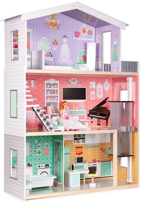 Drevený domček pre bábiky s výťahom - Ecotoys
