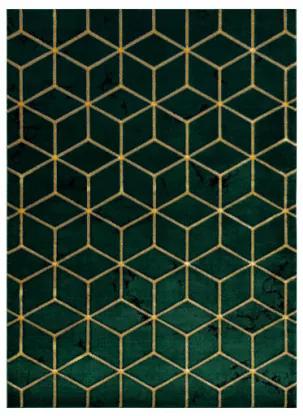 Koberec EMERALD exkluzívny 1014 glamour, styl kocka fľaškovo zelený / zlatý