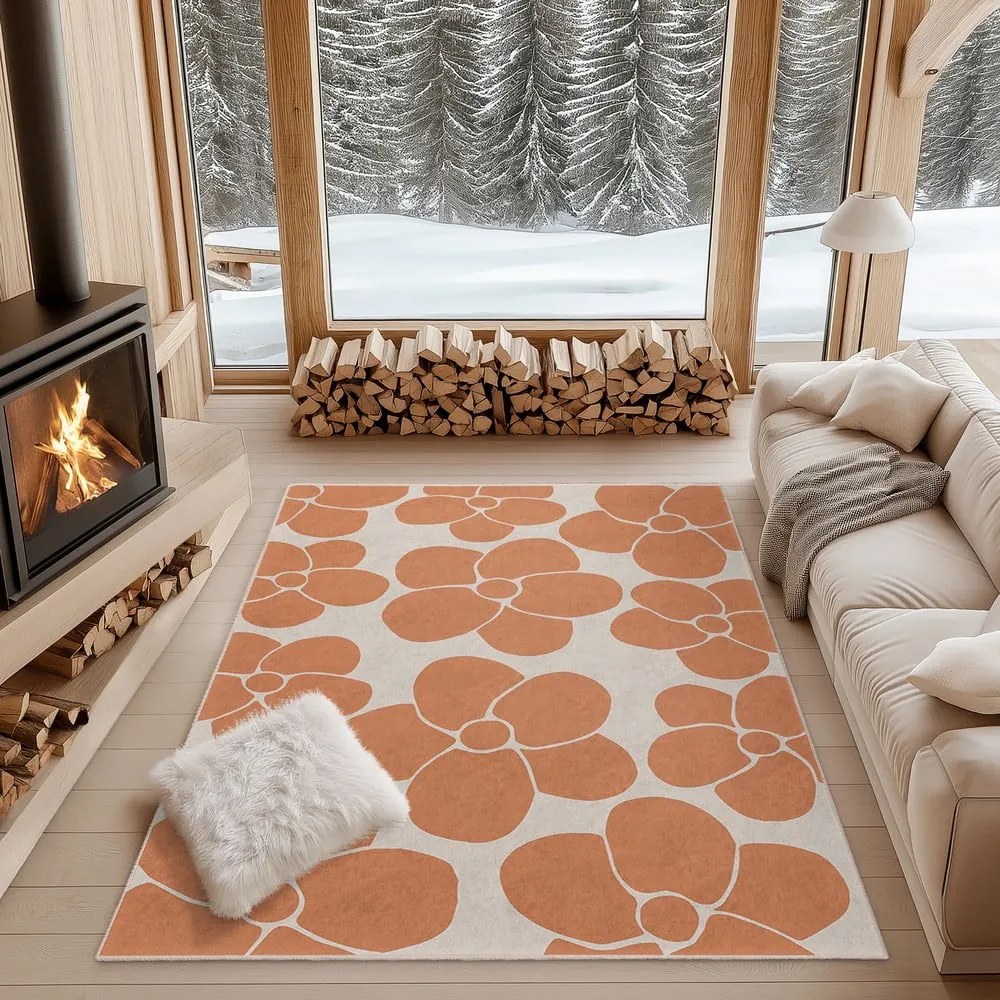 Oranžový prateľný koberec 80x150 cm Orange Meadow – Mila Home