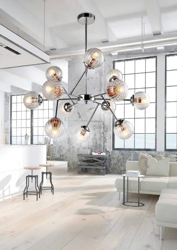 Candellux Chrómový závesný luster Best pre žiarovku 12x E14 30-64806
