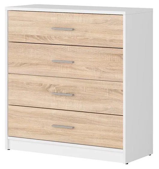 Komoda BRW Nepo Plus 7 (biela + dub sonoma) . Akcia -30%. Vlastná spoľahlivá doprava až k Vám domov. 1098306