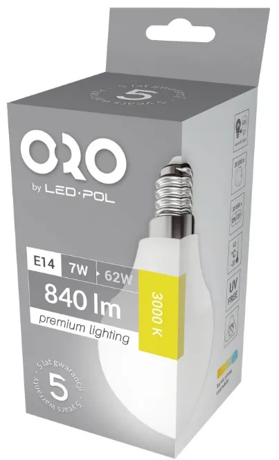 LED žiarovka E14 G45 7W Farba: Teplá biela 3000K
