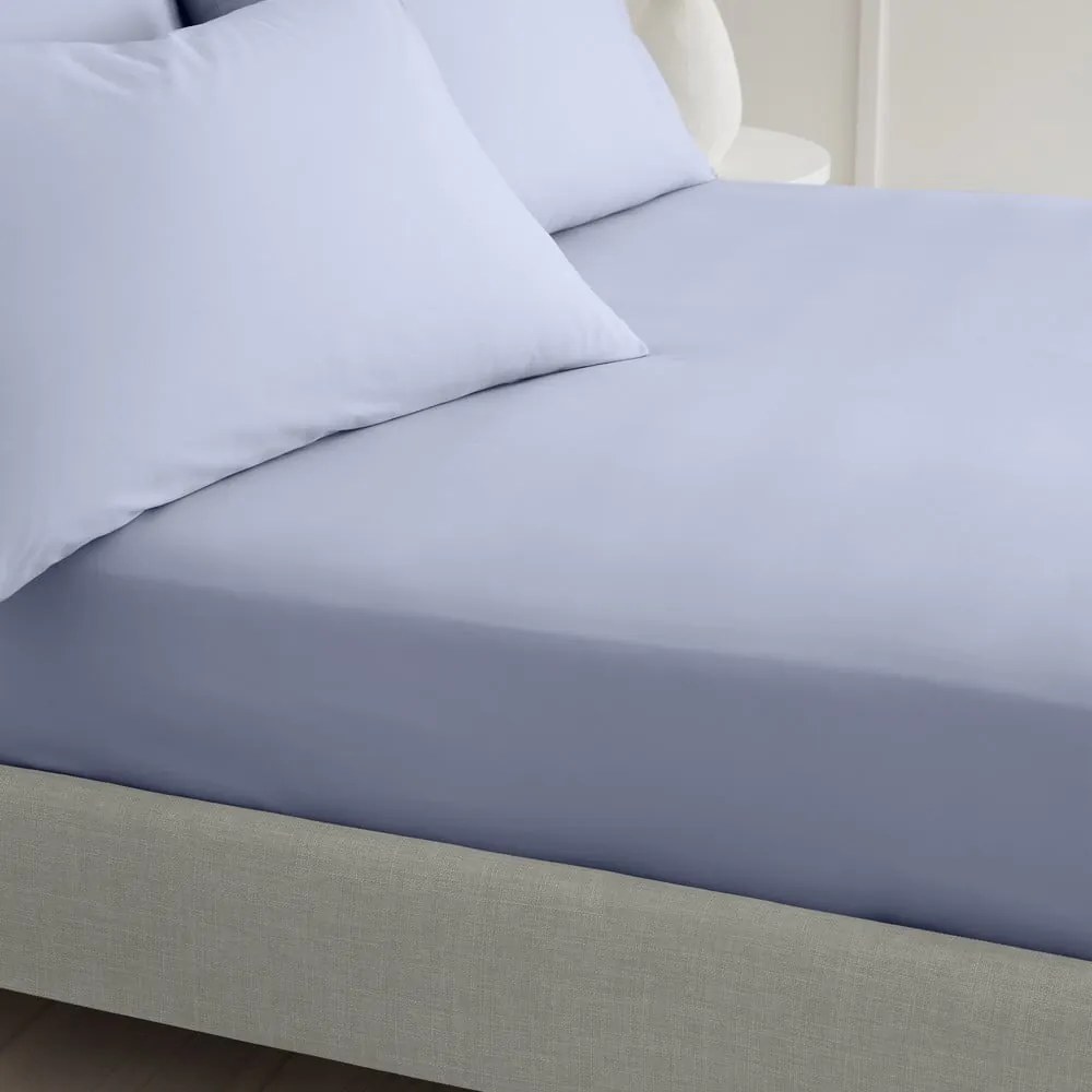 Napínacia plachta z bavlneného perkálu v levanduľovej farbe 135x190 cm Cotton Percale – Bianca