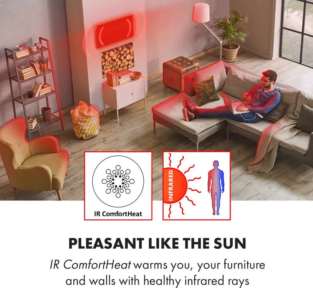 Klarstein HeatPal Marble Blackline, infračervený ohrievač, 1300 W, mramor, hliník