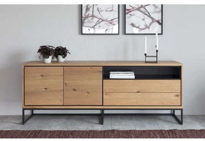Komoda Dalarna II 198 cm industriálny dub