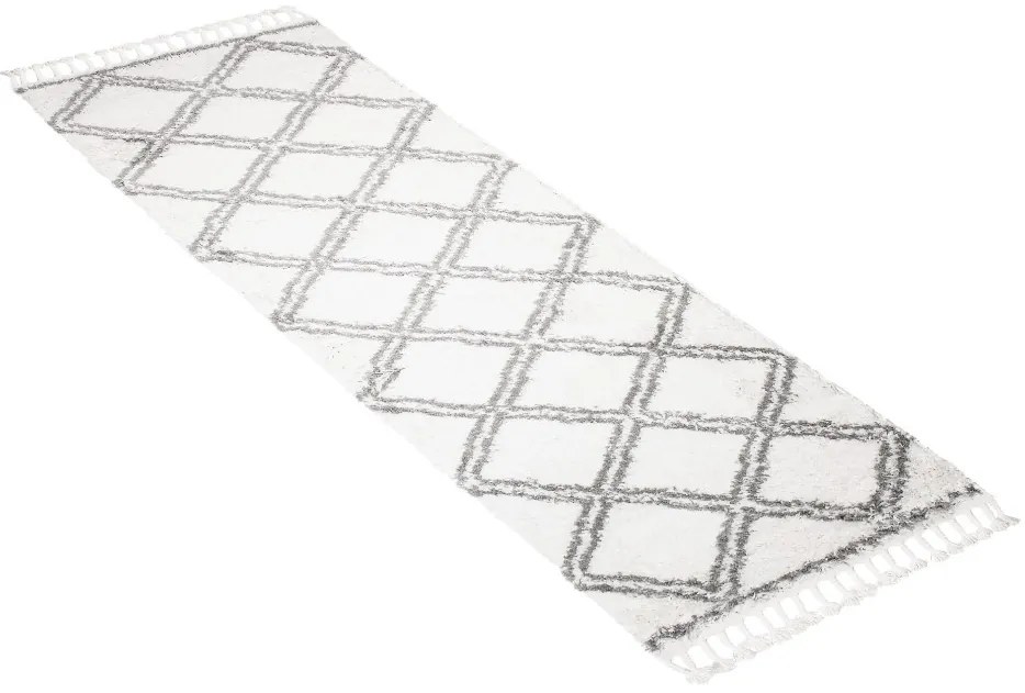 Huňatý biely vzorovaný behúň Šírka: 100 cm | Dĺžka: 150 cm