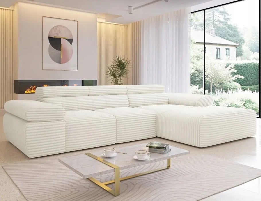 Elektrická rozkladacia rohová sedačka Stilio s nastaviteľnými opierkami hlavy