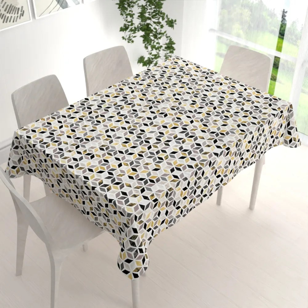 Biante Dekoračný obdĺžnikový obrus Leona LN-065 Zlato-čierna mozaika 100x140 cm