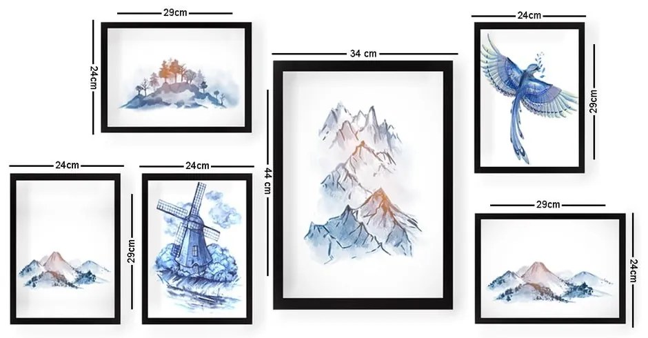 Obrazy v súprave 6 ks Watercolor – Wallity