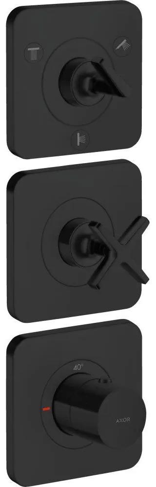 AXOR Citterio E modul termostatu 380/120 s podomietkovou inštaláciou pre 3 spotrebiče (vrchná sada), s rozetami, matná čierna, 36704670