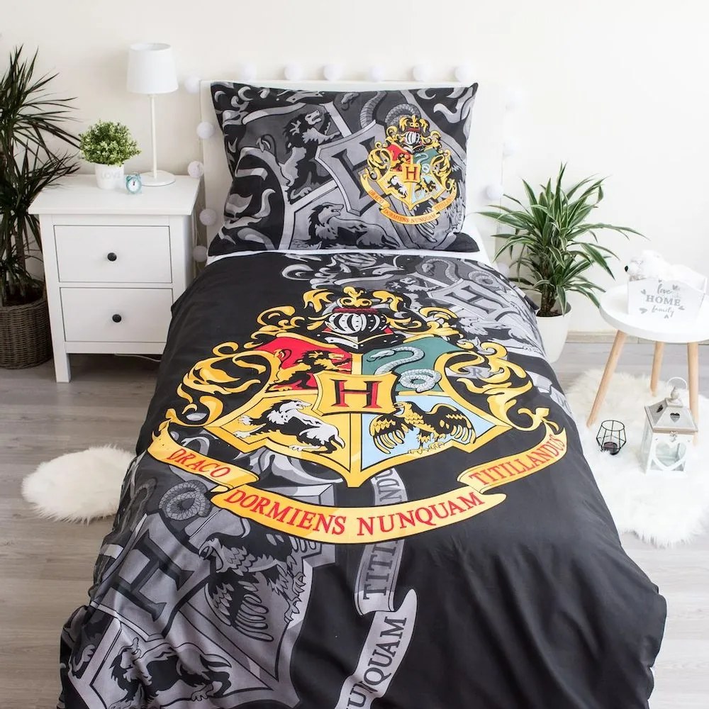 Jerry Fabrics Obliečky Harry Potter - Čierna / šedá | 140 x 200 cm / 70 x 90 cm