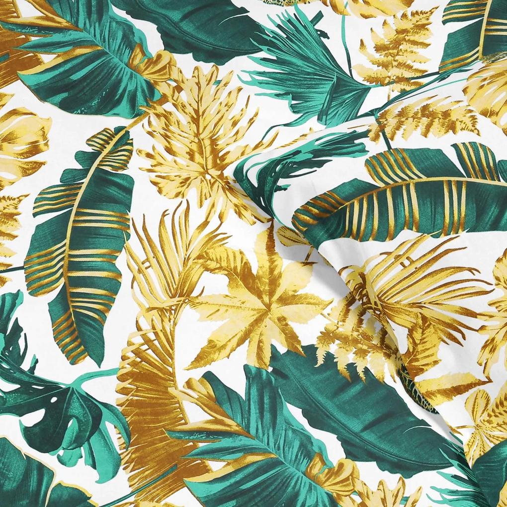 Goldea bavlnené posteľné obliečky - palmové listy na bielom 200 x 200 a 2ks 70 x 90 cm
