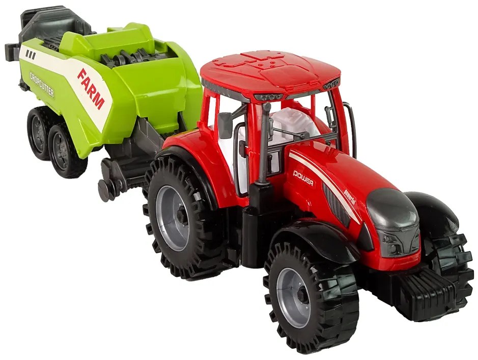 Lean Toys Červený traktor so sejačkou – trecí pohon