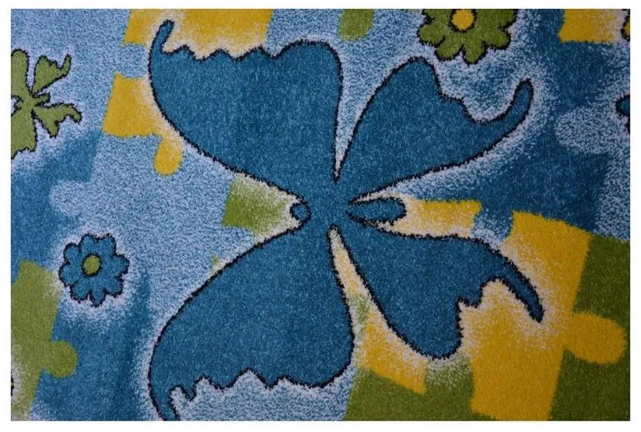 Detský kusový koberec Motýle modrý 140x190cm