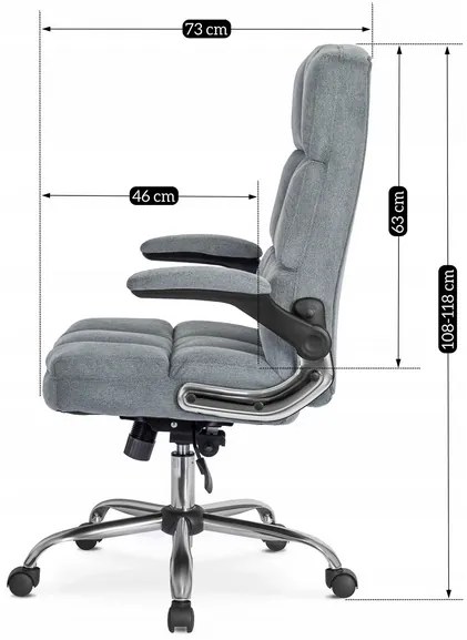 Vintino kancelárska otočná stolička JACOB s chrómovými nohami sivá