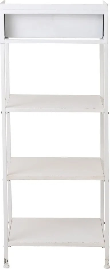 Biely antik kovový policový regál so šuplíkom Valio White - 54*38*140cm