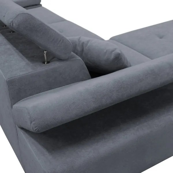 Rozkladacia rohová sedacia súprava s úložným priestorom vo tvare L CASTELO ľavá tmavošedá