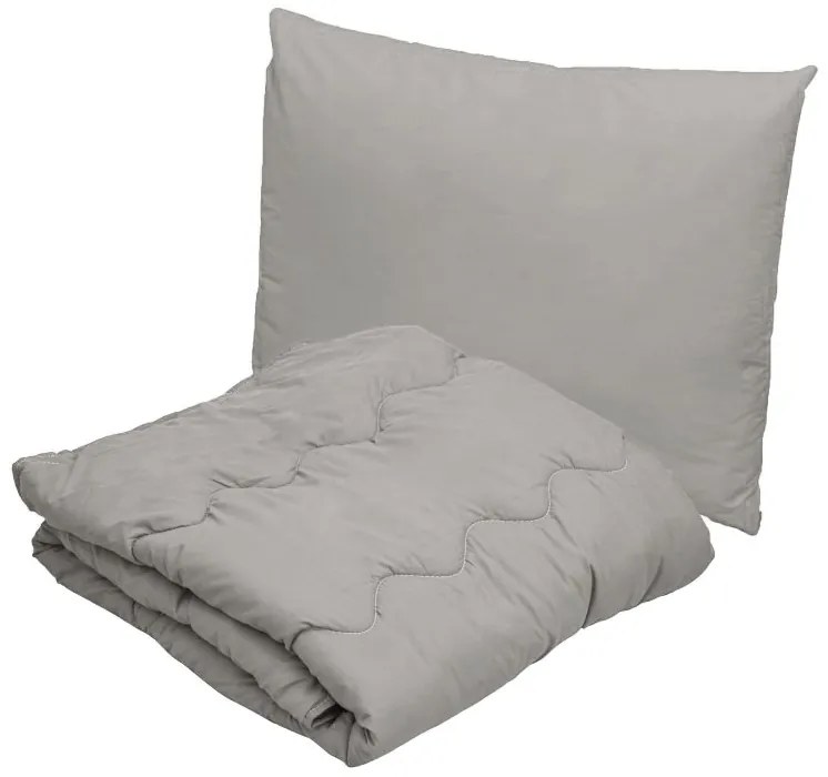 Celoročný paplón prešívaný 140 x 200 cm s vankúšom COLOR SIVÁ 70 x 90 cm