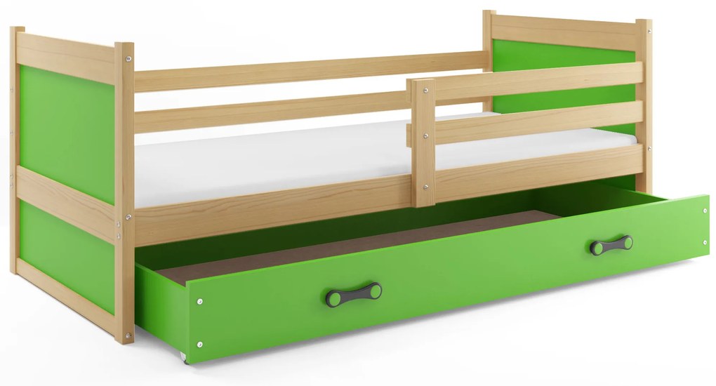 Posteľ RICO 1 200x90 borovica - zelená