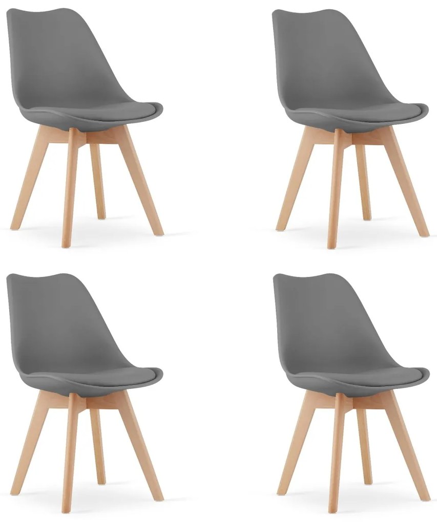 Set 4 stoličiek MARK sivé - hnedé nohy