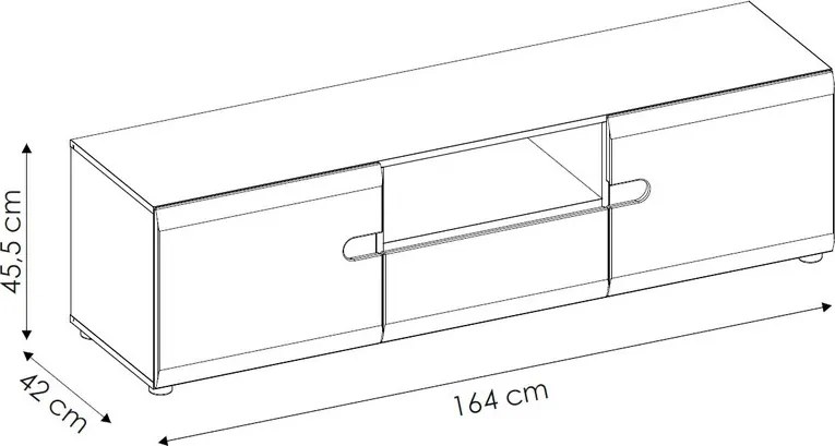 Široká TV skrinka Linate, biely lesk/dub
