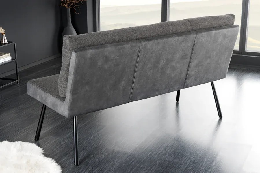 Sedacia lavička BIG GEORGE 160 cm – kombinácia vláknovej látky a velvetu, antracitová