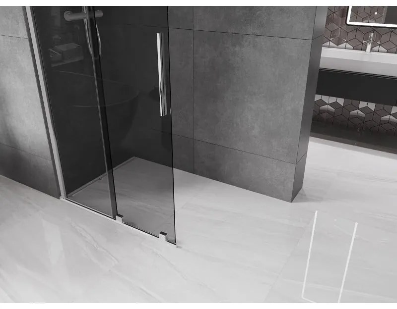 Mexen Velar, sprchová zástena s posuvnými dverami Walk-in 90 x 200 cm, 8mm šedé sklo, chrómová, 871-090-000-43-01