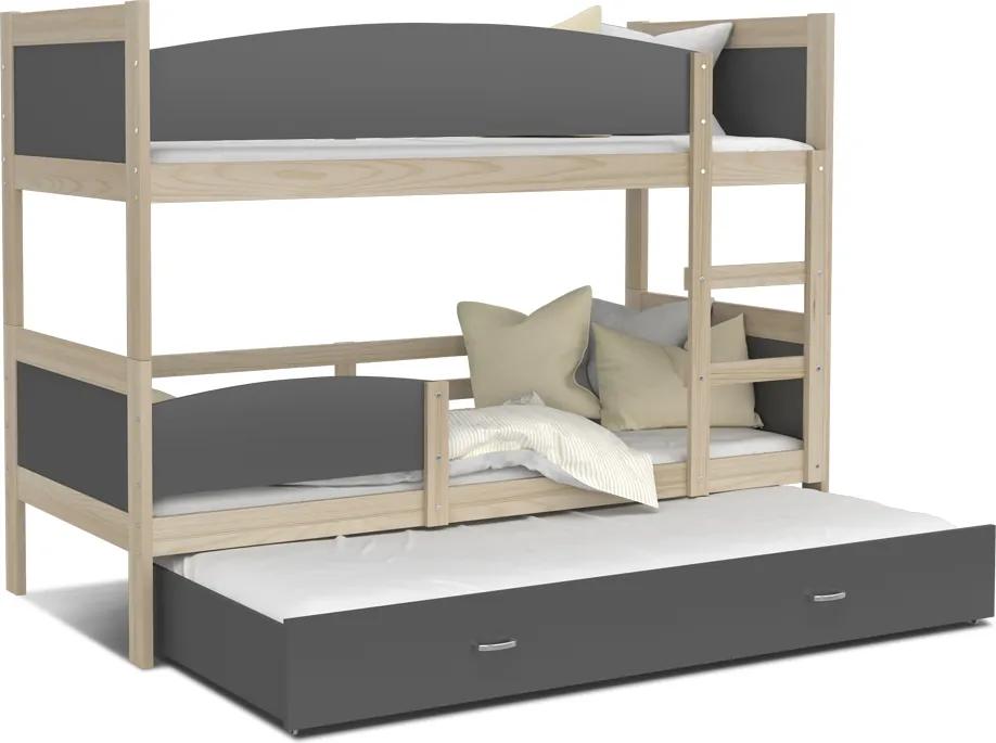 GL Poschodová posteľ Swing 3 Color 190x80 Farba: Sivá
