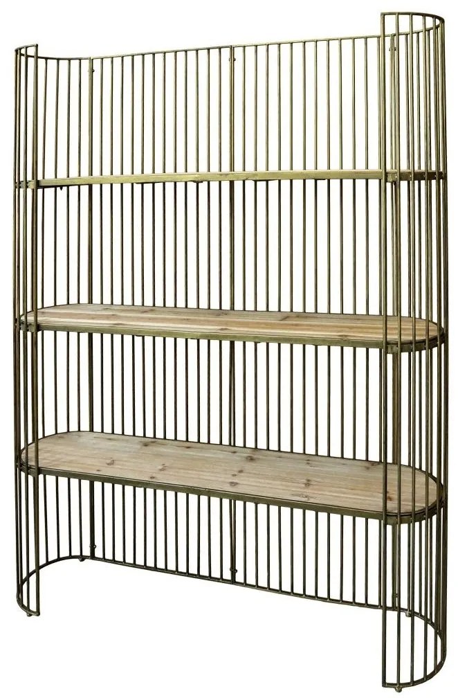 Mosadzný antik kovový regál/ knižnica s policami Monnio - 167*38*186 cm