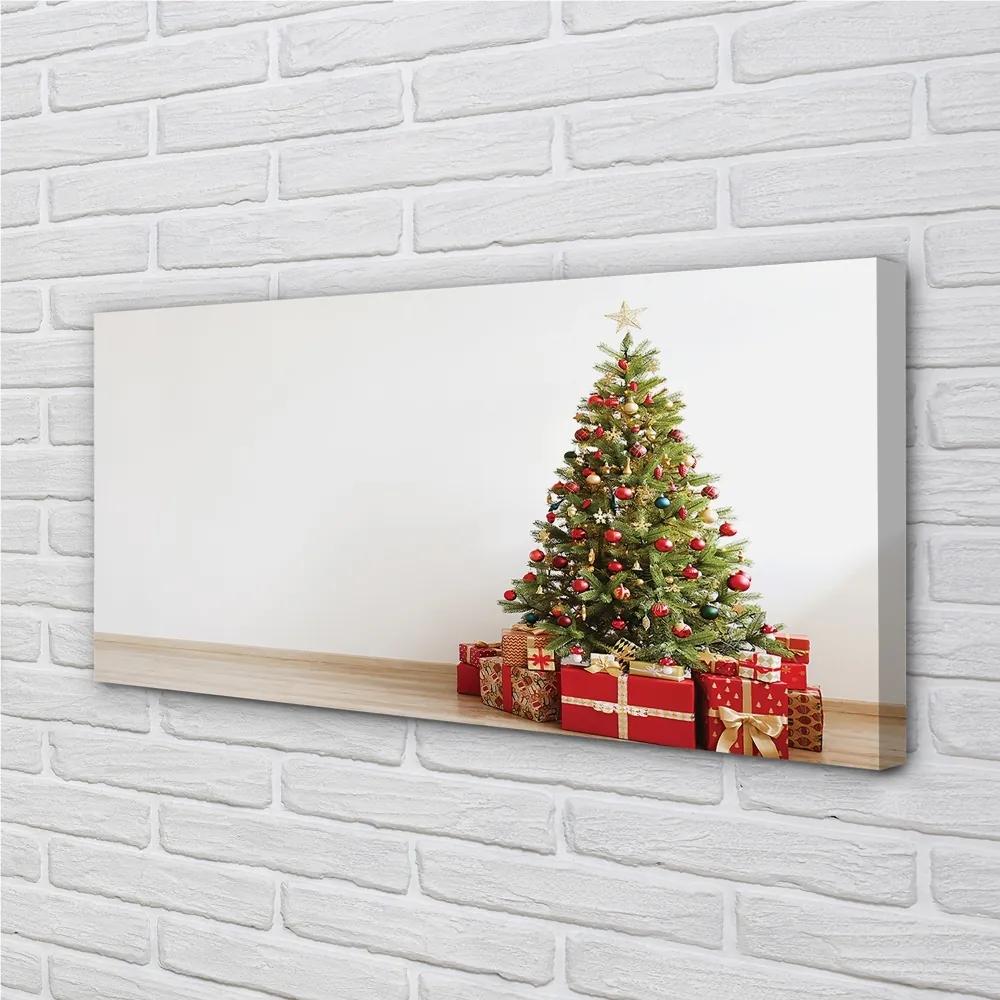 Obraz na plátne Ozdoby na vianočný stromček darčeky 140x70 cm