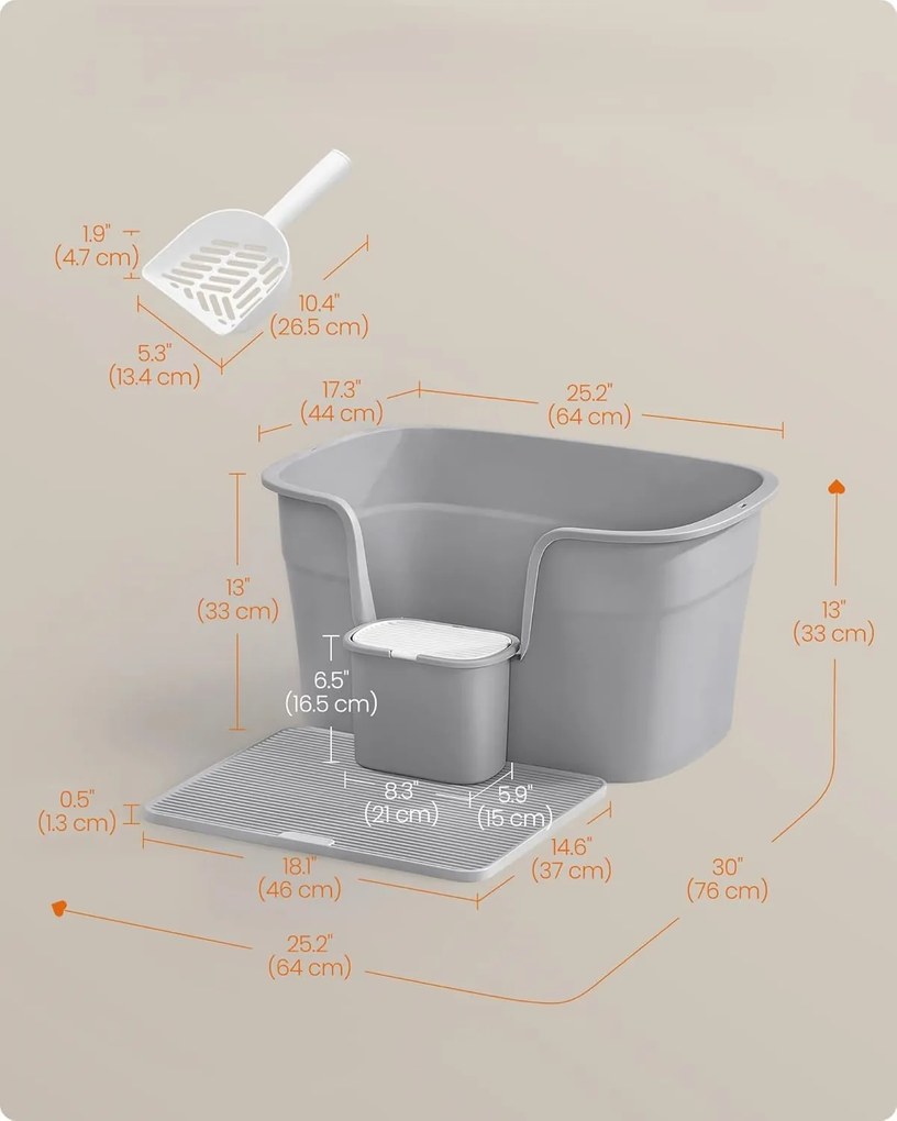 Mačacia toaleta Sofis 64 cm sivá