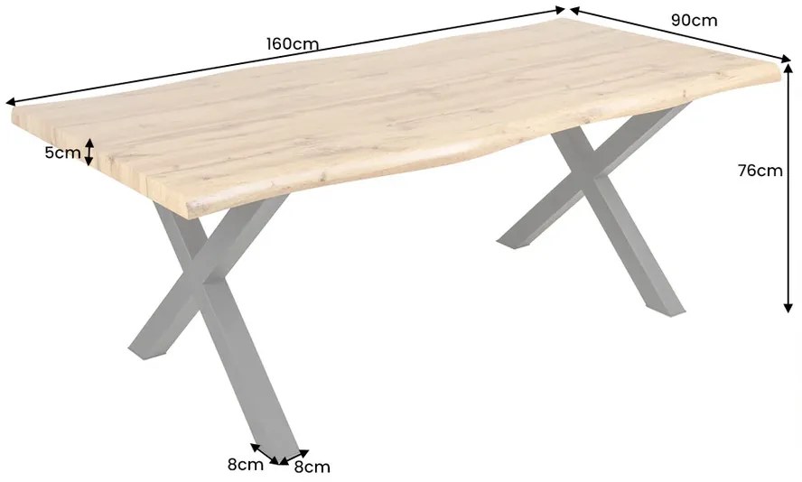 Jedálenský stôl Divoký 160cm vzhľad divoký dub 50mm