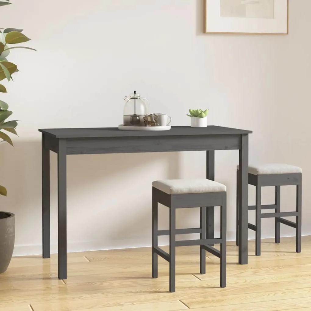 Jedálenský stolík sivý 110x55x75 cm borovicový masív