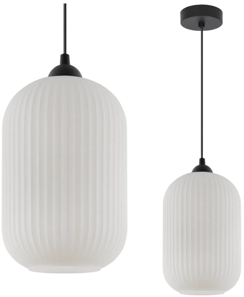 Závesné svietidlo Riffle 4, 1x biele sklenené tienidlo, b