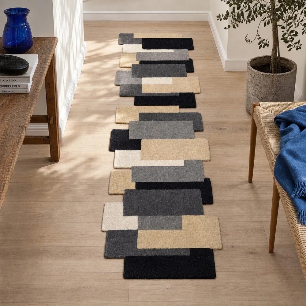 Sivý vlnený behúň 60x230 cm Collage – Flair Rugs