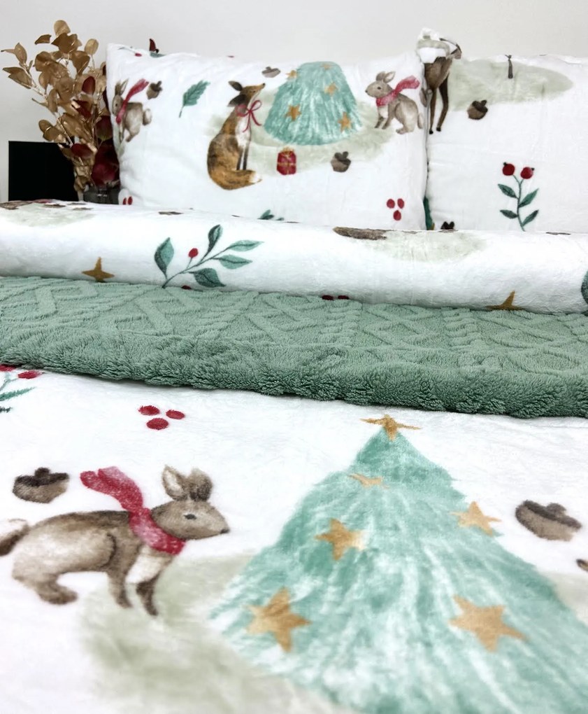 INTERMEDIC SK Posteľná obliečka Mikroplyš Vianoce v lese 140x200/70x90 cm – zapínanie na zips