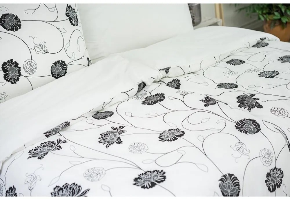 Stanex  obliečky 100% Bavlna Astra čierno-biela 220x240/2x70x90 cm