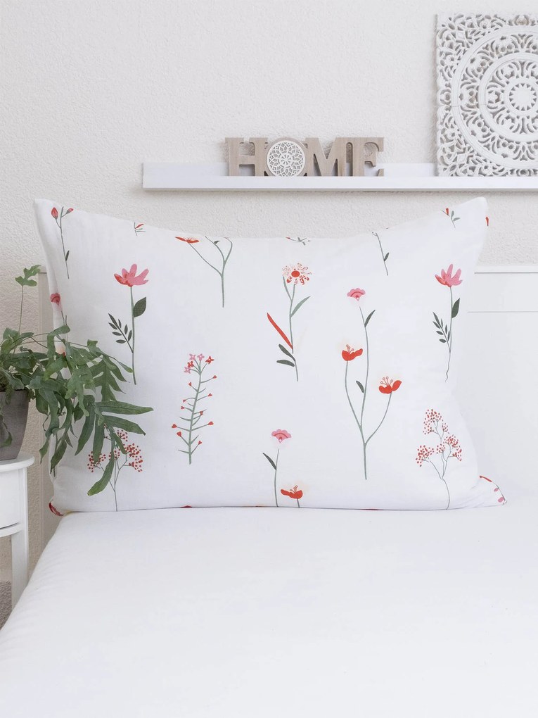 Mušelínová obliečka na vankúš 70 × 90 cm - Vlčie maky biele