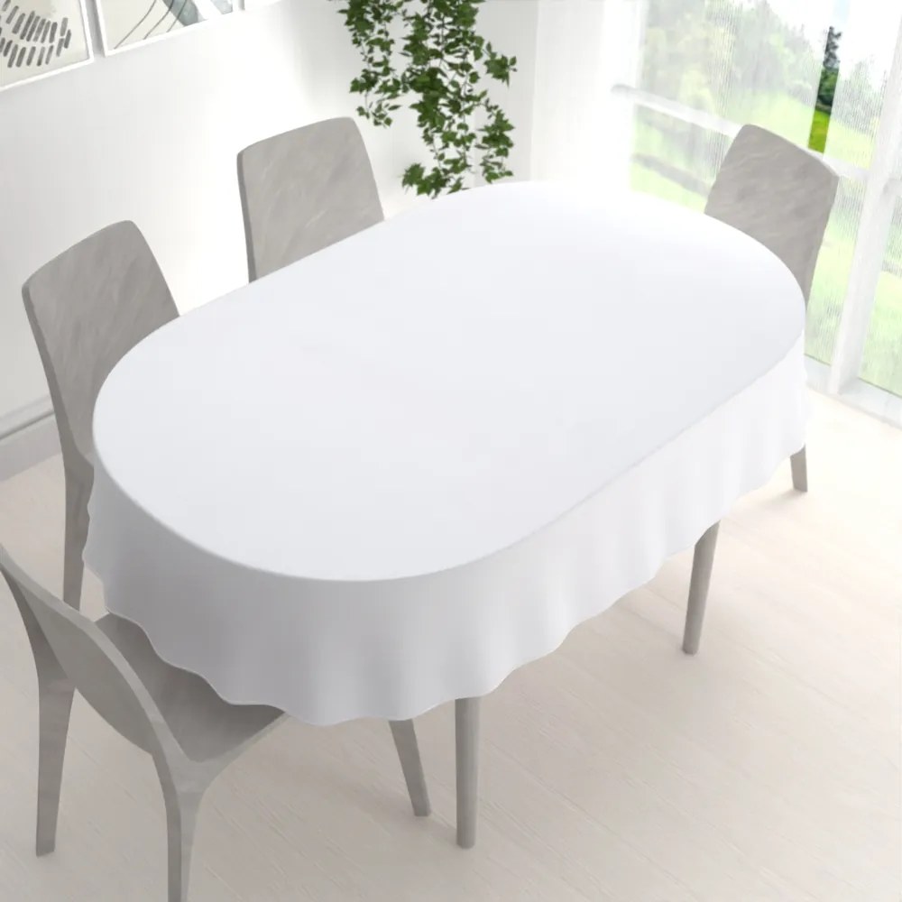 Biante Teflónový oválny obrus TF-068 Biely bez vzoru 100x160 cm