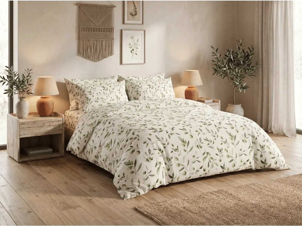 Bavlnené obliečky OLIVE POLY zelené Rozmer obliečky: 2 ks 70 x 90 cm | 200 x 220 cm