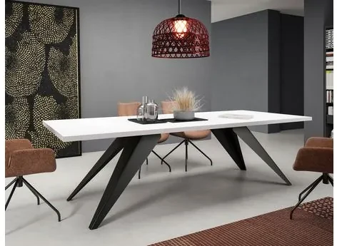 Rozkladací jedálenský stôl Awalean 140 (čierna + mramor bianco) (pre 6-10 osôb). Vlastná spoľahlivá doprava až k Vám domov. 1105360