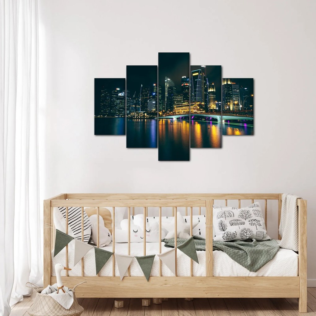 Obraz nočného Singapuru (150x105 cm)