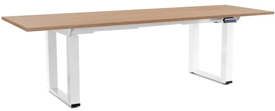 Výškovo nastaviteľný stôl OfficeTech Strong 240 x 80 cm, biela podnož, dub