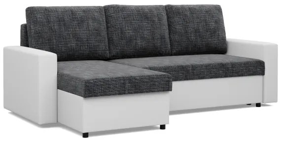 Rohová rozkladacia sedačka LUNA tmavosivá / biela