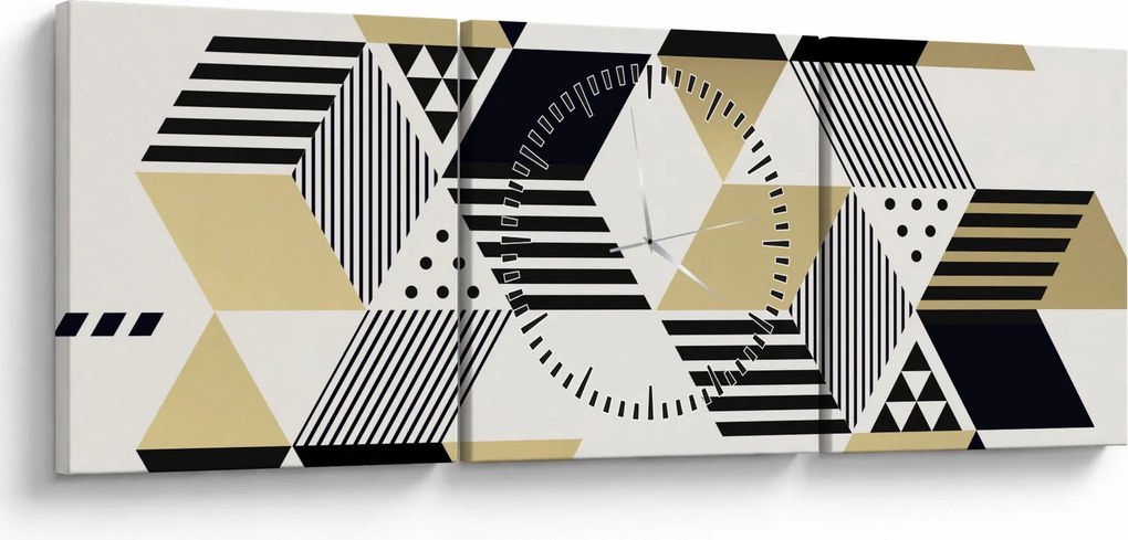 Obraz - Geometrické tvary N⁰1 (s hodinami) (90x30 cm)