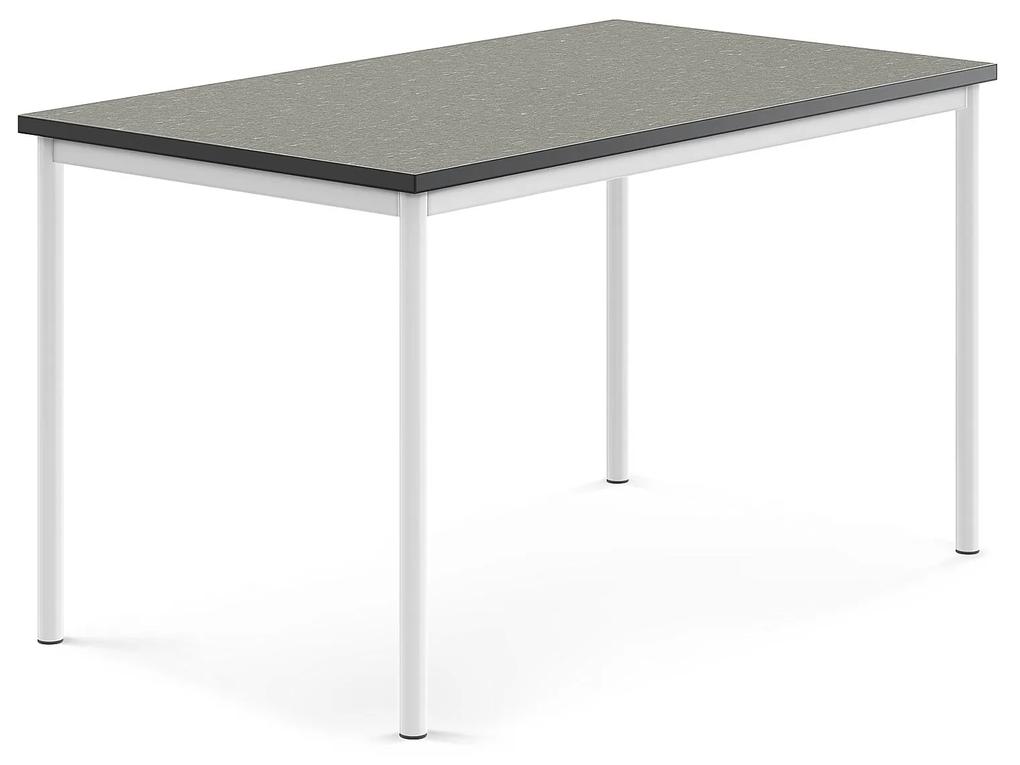 Stôl SONITUS, 1400x800x760 mm, linoleum - tmavošedá, biela