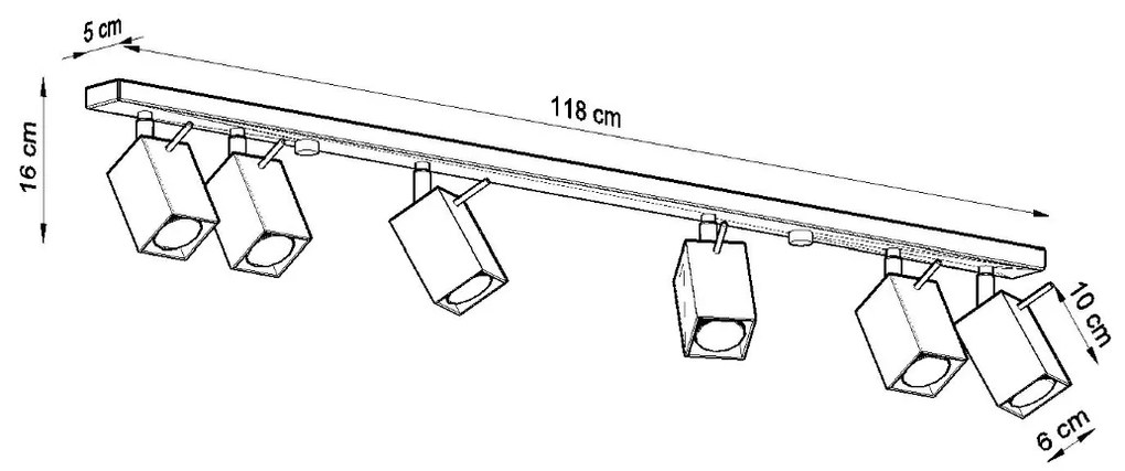 Bodové svietidlo Merida, 6x čierne kovové tienidlo, (možnosť polohovania)